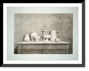 Still life. 7 pieces of pottery on cupboard Classic, Antique Poster
