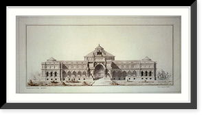 Historic Framed Print, [Library of Congress, Washington, D.C. Front. Exterior elevation. Competition drawing] - 3,  17-7/8" x 21-7/8"