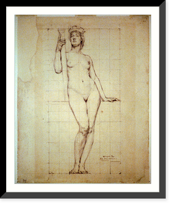 Nude study for figure of Architecture, Library of Congress1. - 2, Antique Print