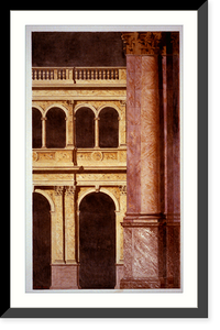Library of Congress (Congressional Library Building"), Washington, D.C. Interior, marble arches and columns" - 2, Antique Print