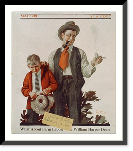 Pipe-smoking man chastising young boy caught smoking corn-cob pipe Classic, Antique Poster