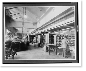 Vintage Americana Print - Washington, DC - Mail sorting room