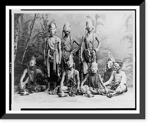 Masked men of the theater acting in Top&eacute;ing, Java, Indonesia Classic, Antique Poster