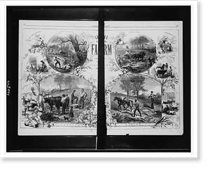Antique Working Life - Life on the farm.drawn by Herrick, 1867