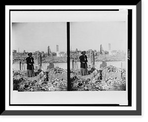 Two women amidst bricks and rubble after San Francisco earthquake and fire, 1906, Antique Wall Art
