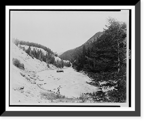 Man fishing in the Fishin' Hole in the Yellowstone River, Yellowstone National Park, reached by the Northern Pacific Railway via Gardiner Gateway, Historic Print