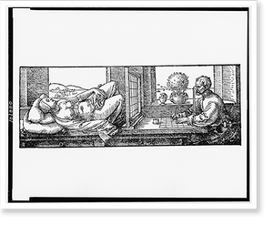 Black & White Photo - Draftsman drawing a reclining nude