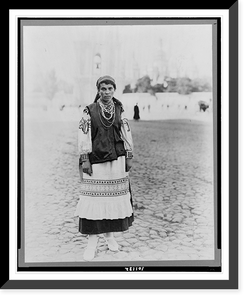 Historic Framed Print, [Woman posed in peasant costume, Ukraine, Russia],  17-7/8" x 21-7/8"