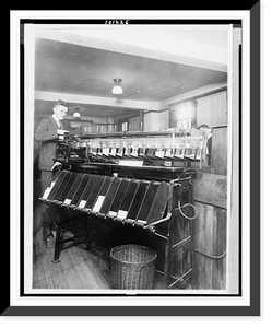 Historic Framed Print, An Automatic sorting machine in use in the Census Office. ...,  17-7/8" x 21-7/8"