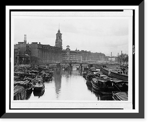 Historic Framed Print, [Canal with boats in foreground and buildings in background, Shanghai(?), China],  17-7/8" x 21-7/8"