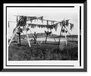 Historic Framed Print, Drying whale meat. Hooper Bay,  17-7/8" x 21-7/8"