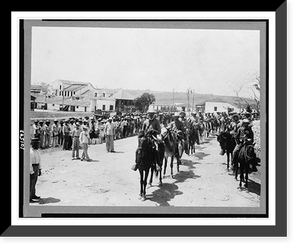 Laborers leaving for their work under escort of private mounted police, Soledad, Cuba, Antique Poster