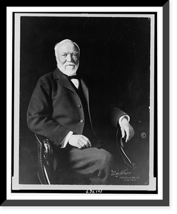 Andrew Carnegie, three-quarter length portrait, seated, facing slightly left.Marceau, New York, Vintage Poster
