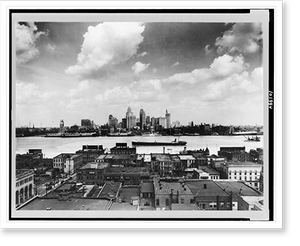 Black & White Photo - Detroit - skyline - Framed Wall Art Gift Idea