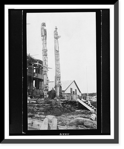Totem poles, Alaska.W. Seward McClure, San Francisco, California, Vintage Print