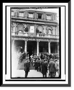 Soldiers carrying casket of former New York City mayor John Purroy Mitchel up steps, Vintage Print