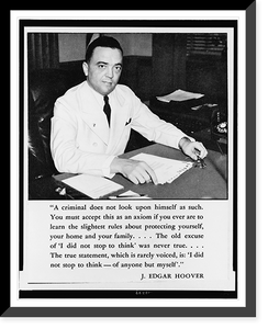 Historic Framed Print, [John Edgar Hoover, half-length portrait, seated at desk, facing slightly right],  17-7/8" x 21-7/8"