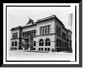 Historic Framed Print, [Exterior of public library, Indianapolis, Indiana],  17-7/8" x 21-7/8"