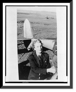 Kay Boyle in uniform, near airplane, Historic Reproduction