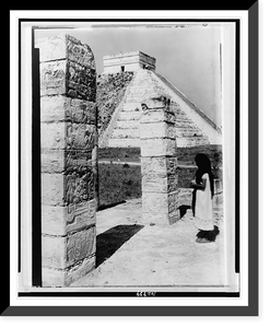 Historic Framed Print, Castillo from the Warriors, Chich&eacute;n Itz&aacute;, Yucatan.Laura Gilpin, Colorado Springs, Colorado.,  17-7/8" x 21-7/8"