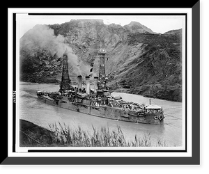 Historic Framed Print, [U.S.S. Ohio passing Cucaracha Slide, Panama Canal],  17-7/8" x 21-7/8"