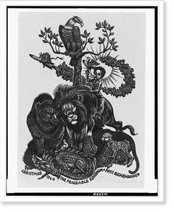 Antique Photo Print - Christmas - the peaceable Kingdom.Fritz, 1960