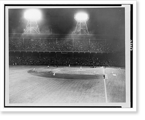 Antique Sporting Print - Brooklyn - Night baseball at Ebbetts