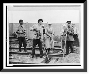 Equal pay and equal work, the goal of the feminists, is achieved by women. railroad track workers on the job in Petrograd.photo by W.K. Ziegfeld, Russian Expedition. Classic, Antique Wall Art
