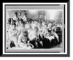 A Class in basketry at Mandane, Cebu, Philippine Islands, Vintage Print