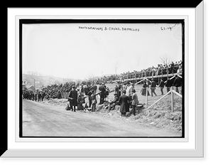 Historic Framed Print, Briarcliff Auto Race - photographers and crowd,  17-7/8" x 21-7/8"