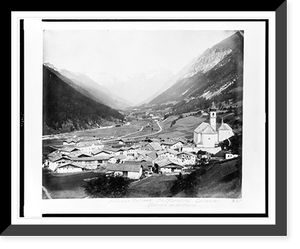 Historic Framed Print, Brenner Railroad. The Pfterschtal-Gossensass glaciers in distance,  17-7/8" x 21-7/8"