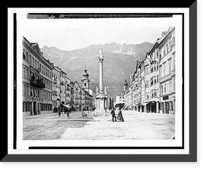 Innsbruck. View of the Maria-Theresienstrasse with the Annas&auml;ule in center of street, Vintage Wall Art