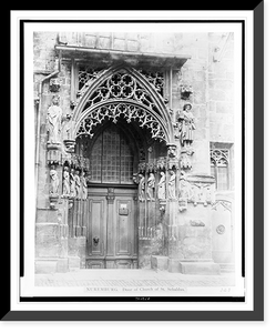 Historic Framed Print, Nuremburg. Door of church of St. Sebaldus,  17-7/8" x 21-7/8"