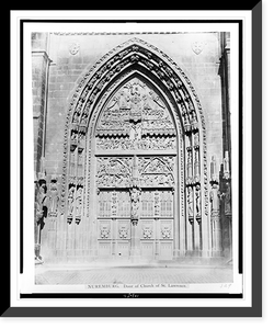 Historic Framed Print, Nuremburg. Door of church of St. Lawrence,  17-7/8" x 21-7/8"