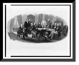 Historic Framed Print, President Lincoln and his cabinet, with Lt. Genl. Scott, in the council chamber at the White House.Schuessel ; Whitechurch.,  17-7/8" x 21-7/8"