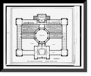 Alterations to the Library of Congress Thomas Jefferson Building, Washington, D.C. Second floor plan, Antique Poster