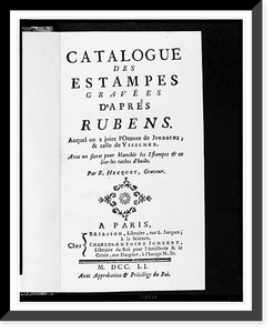 Title page of Catalogue des estampes grav&eacute;es d'apr&egrave;s Rubens Classic, Vintage Poster
