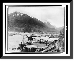 Historic Framed Print, Skagway and A.B. Mountain.Winter & Pond, Juneau, Alaska.,  17-7/8" x 21-7/8"