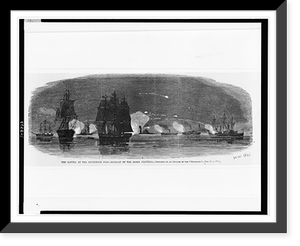 Historic Framed Print, The Battle at the southwest pass - retreat of the rebel flotilla,  17-7/8" x 21-7/8"