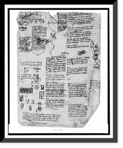 Historic Framed Print, [Reproduction of page from notebook of Leonardo da Vinci],  17-7/8" x 21-7/8"