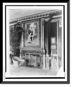Interior with Bouguereau's Flight of Love" painting over fireplace, in home of Edmund Cogswell Converse, Greenwich, Connecticut", Vintage Wall Art