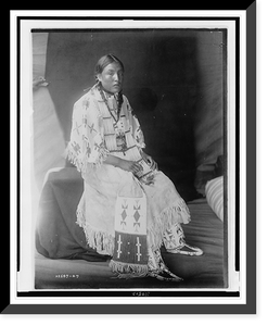 Historic Framed Print, [Red Elk Woman, a Sioux girl, full-length portrait, seated, facing right],  17-7/8" x 21-7/8"
