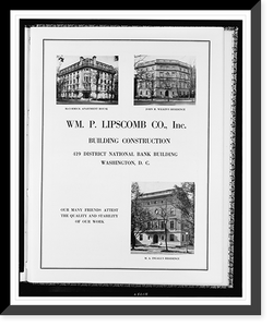 Advertisement for Wm. P. Lipscomb Co., Inc., building contractors, Antique Wall Art