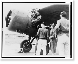 Vintage Americana Print - Amelia Earhart takes off from Hawaii in solo