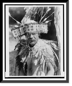 Historic Framed Print, [Man in Pomo dance costume, half-length portrait, facing front],  17-7/8" x 21-7/8"