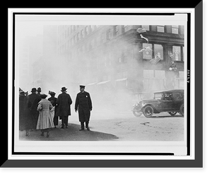 Hazy street scene in Chicago, on First Victory Loan Day, Antique Print