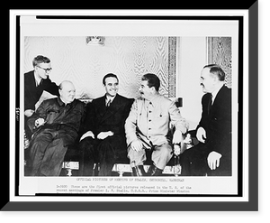 Left to right, interpreter V.N. Pavlov, Winston Churchill, W. Averell Harriman, Joseph Stalin, and V.M. Molotov, at the Kremlin during the Moscow Conference in 1942, Antique Print