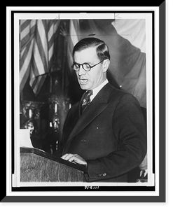 Historic Framed Print, [Gov. Eugene Talmadge, half-length portrait, standing at podium, facing left, before the Marine Conference of the National Foreign Trade Council in New York, addressing the need for a strong Merchant Marine],  17-7/8" x 21-7/8"