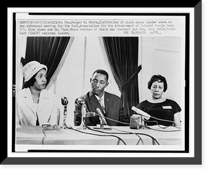 Historic Framed Print, [Mrs. Medger Evers and Mr. Charles Evers, wife and brother of slain negro leader, and Mrs. Ruby Hurley address meeting for the NAACP],  17-7/8" x 21-7/8"