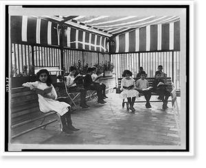 Antique Architecture - New York City - Children reading in roof garden